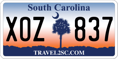 SC license plate XOZ837