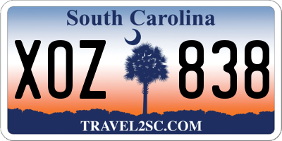 SC license plate XOZ838