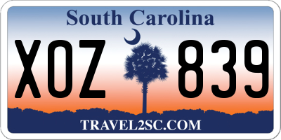 SC license plate XOZ839