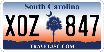 SC license plate XOZ847