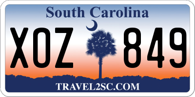 SC license plate XOZ849