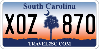 SC license plate XOZ870