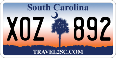 SC license plate XOZ892
