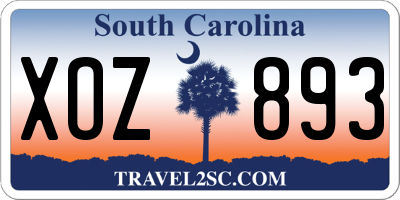 SC license plate XOZ893