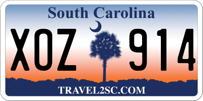 SC license plate XOZ914