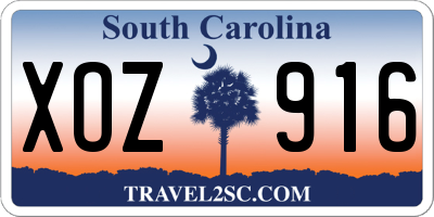 SC license plate XOZ916