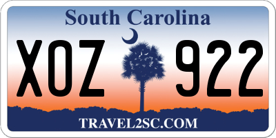 SC license plate XOZ922