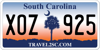 SC license plate XOZ925