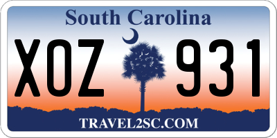 SC license plate XOZ931