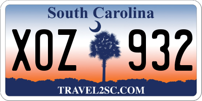 SC license plate XOZ932