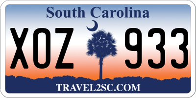 SC license plate XOZ933