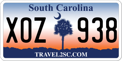 SC license plate XOZ938
