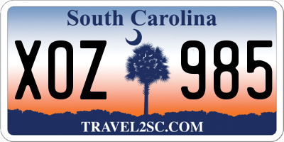 SC license plate XOZ985