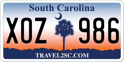 SC license plate XOZ986