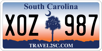 SC license plate XOZ987