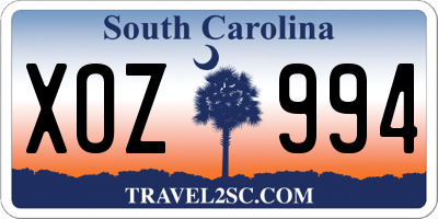 SC license plate XOZ994
