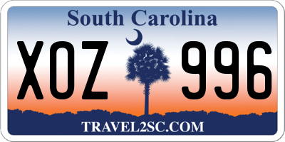 SC license plate XOZ996