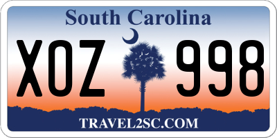 SC license plate XOZ998