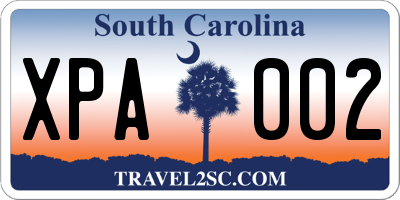 SC license plate XPA002