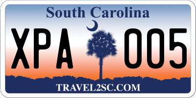 SC license plate XPA005