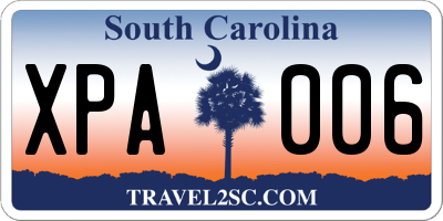 SC license plate XPA006