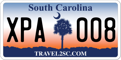 SC license plate XPA008