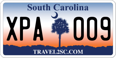 SC license plate XPA009