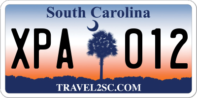 SC license plate XPA012
