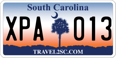 SC license plate XPA013