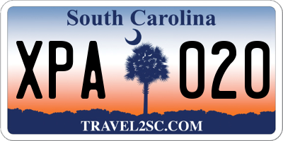 SC license plate XPA020