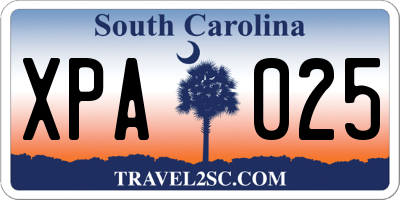 SC license plate XPA025