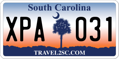 SC license plate XPA031