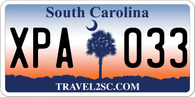 SC license plate XPA033