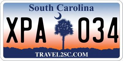 SC license plate XPA034