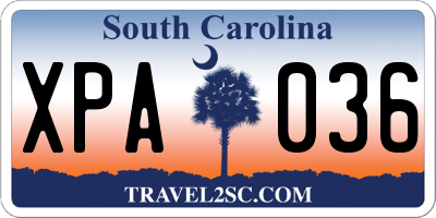 SC license plate XPA036
