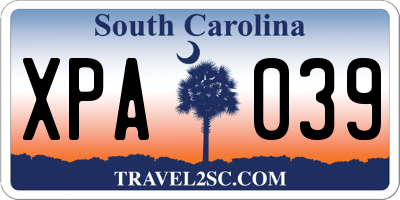 SC license plate XPA039