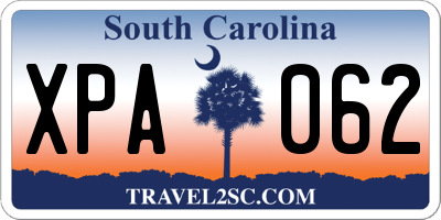 SC license plate XPA062