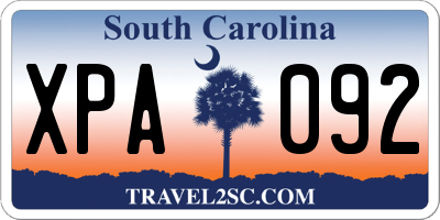 SC license plate XPA092