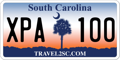 SC license plate XPA100