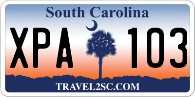 SC license plate XPA103