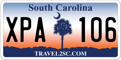 SC license plate XPA106