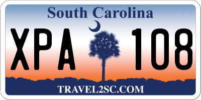 SC license plate XPA108