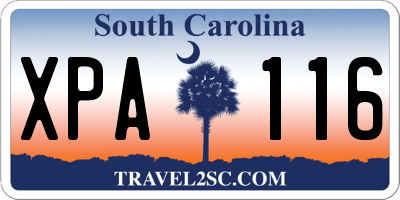 SC license plate XPA116