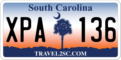 SC license plate XPA136