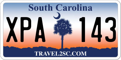 SC license plate XPA143
