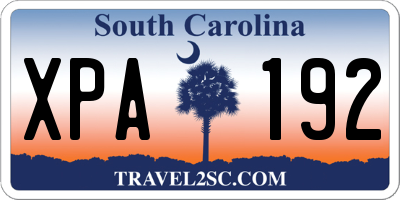 SC license plate XPA192