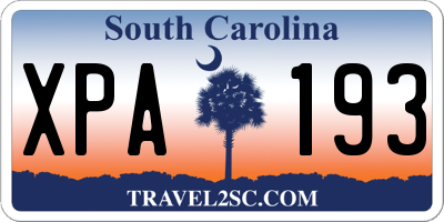 SC license plate XPA193