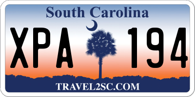 SC license plate XPA194