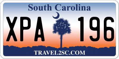 SC license plate XPA196