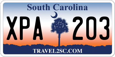 SC license plate XPA203